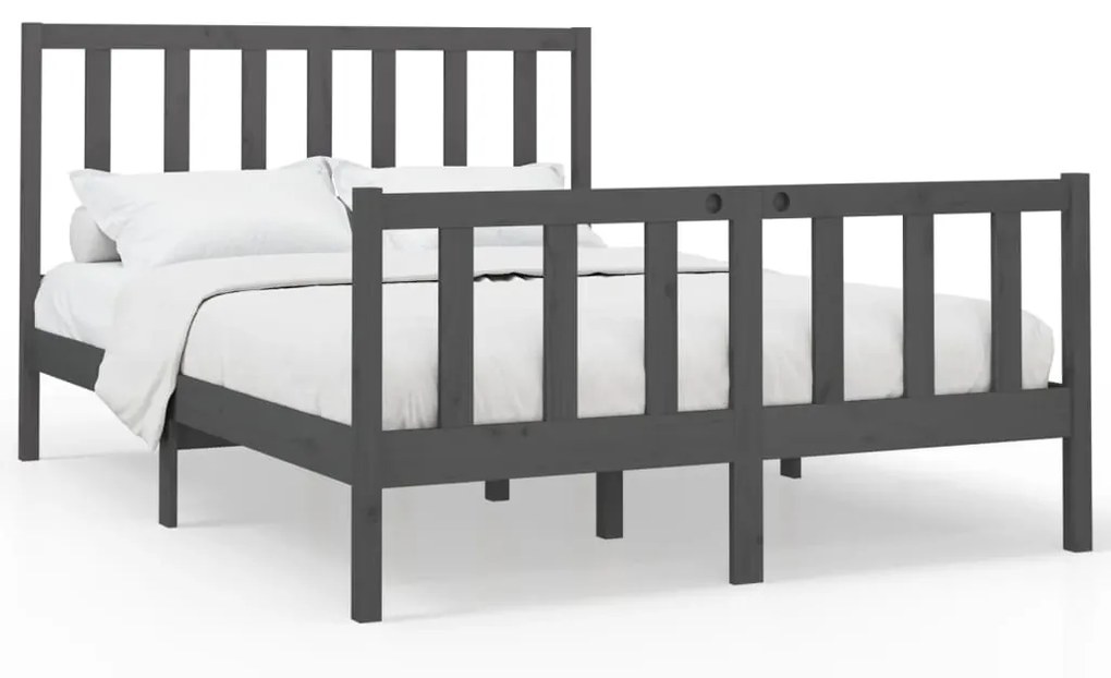 vidaXL Bedframe massief grenenhout grijs 120x200 cm