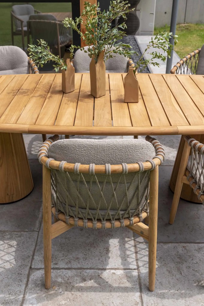 4 Seasons Outdoor Nora tuinset naturel teak met Capri tafel 240 x 110 cm  Tuinset    beige weerbestendig