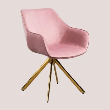 Lucy Eetkamerstoel In Fluweel Roze & Goud - Sklum