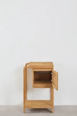 Bradley Teakhouten Badkamermeubelset Rond Keramiek Wit Ø40 Cm Lenka & Rechthoekig Met Afgeronde Hoeken En Opbergruimte 45x60 Cm Ian & - Sklum