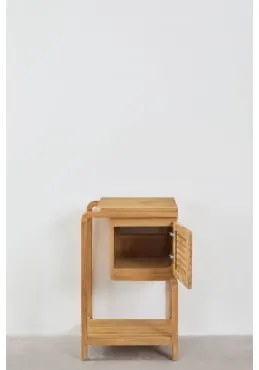 Bradley Teakhouten Badkamermeubelset Rond Keramiek Wit Ø40 Cm Lenka & Rechthoekig Met Opbergruimte Hout 45x60 Cm Ian & Zwart Ingebed Met - Sklum