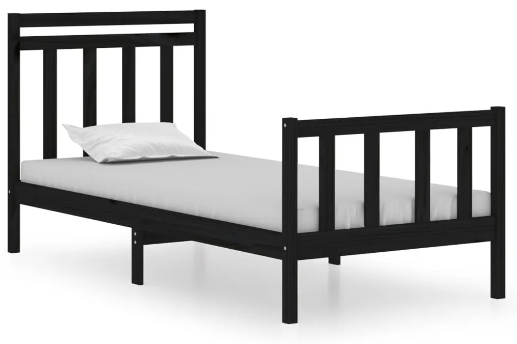 vidaXL Bedframe massief hout zwart 90x190 cm 3FT Single