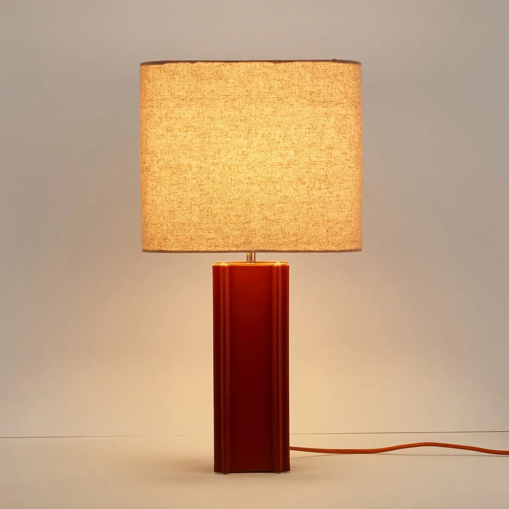 Tafellamp van keramiek en linnen, BIMO