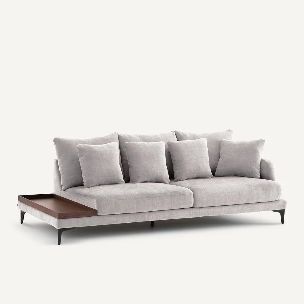 Halve bank met tafelblad, van polyester en katoen, MODERNISTE