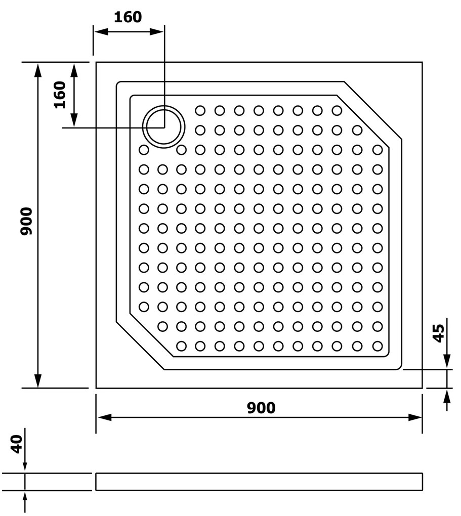 Gelco Aneta vierkante douchebak 90x90x4cm wit