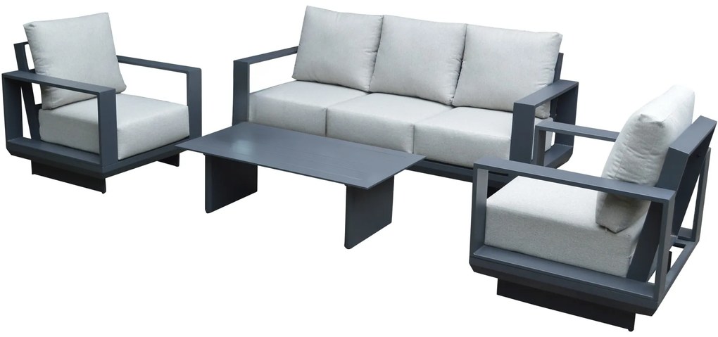 Avellino stoel bank loungeset 4 delig antraciet aluminium soft grey