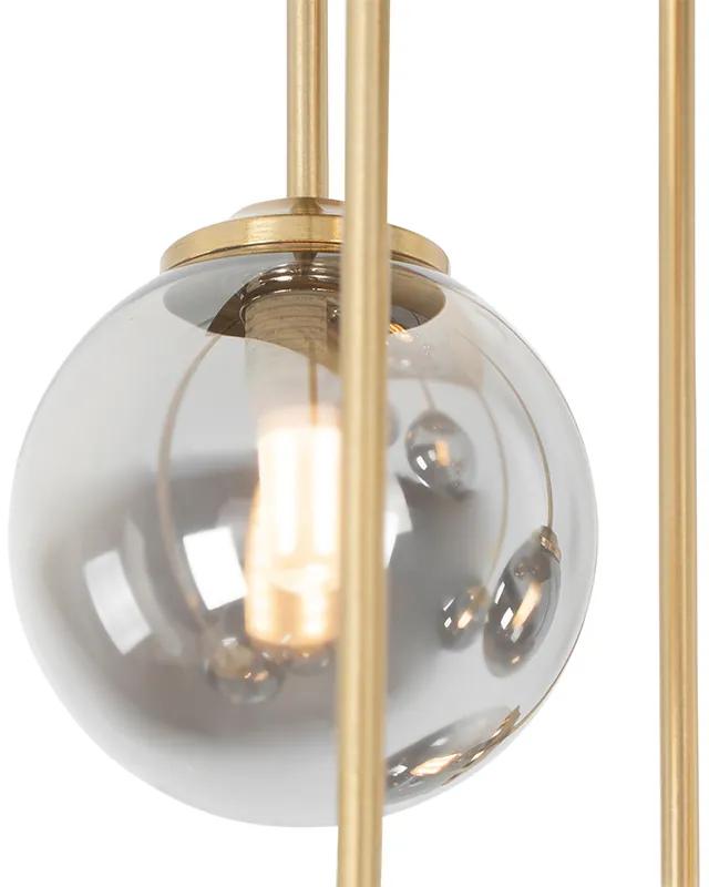 Moderne plafondlamp goud 9-lichts met smoke glas - Athens Landelijk G9 rond Binnenverlichting Lamp