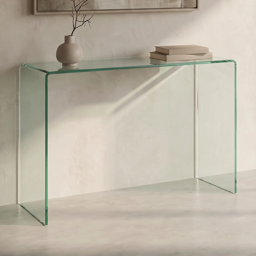 Sidetable Gebogen Glas - 120 X 30cm.