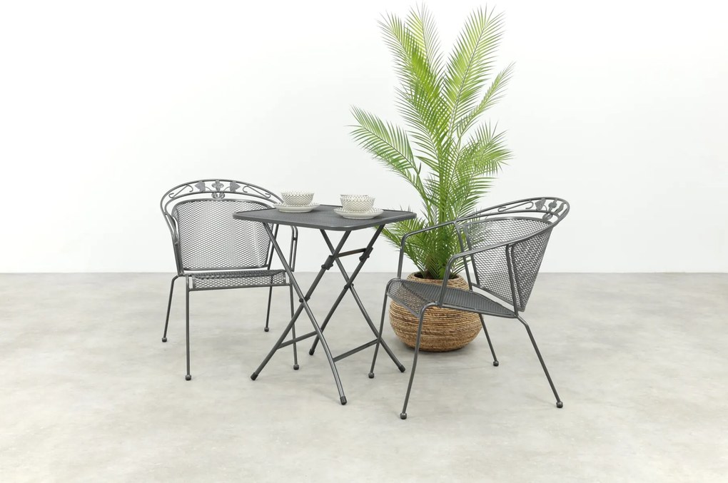 Royal Garden Elegance stapelbare balkonset 3-delig strekmetaal 60x60 cm.