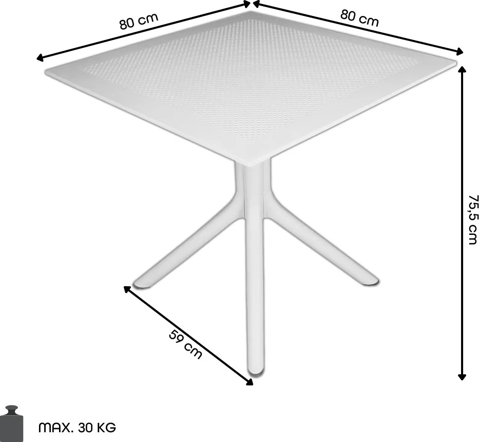 FLAVIO 80x80 Lichtgrijs (asgrijs) - MODERNE VIERKANTEN TUINTAFEL (voor keuken, café, tuin)
