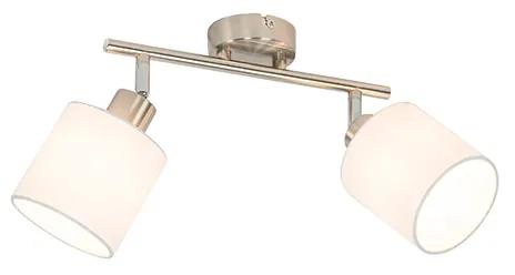 Stoffen PlafondSpot / Opbouwspot / Plafondspot staal met witte kap 2-lichts verstelbaar - Hetta Modern E14 Binnenverlichting Lamp