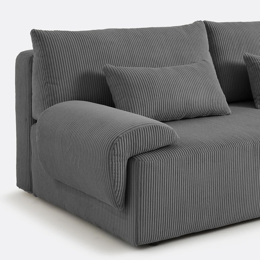 3-zits omvormbare bank met koffer, van ribfluweel, MAONA