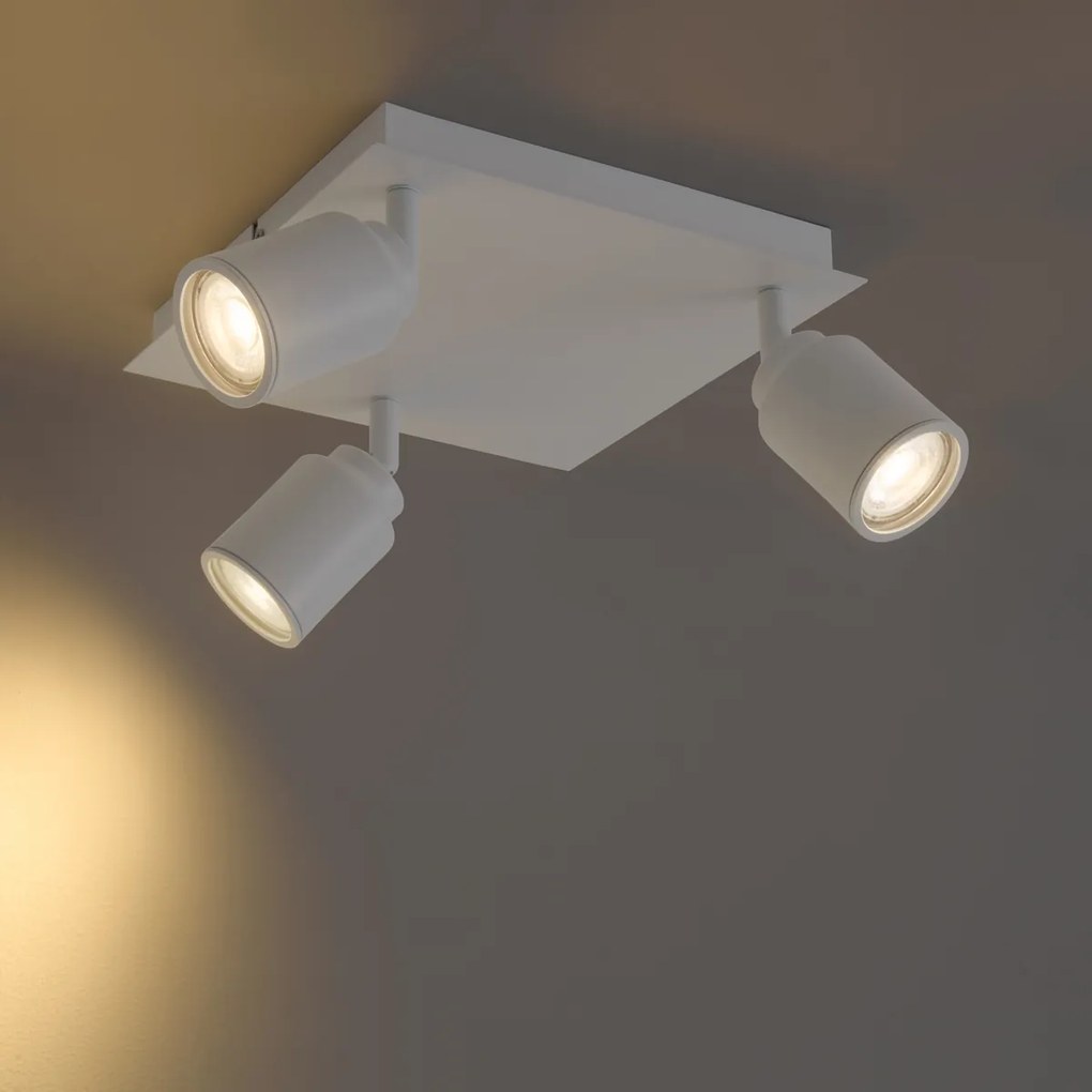 Moderne badkamer spot wit vierkant 3-lichts IP44 - Ducha