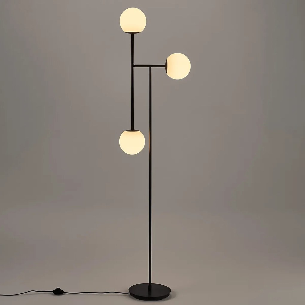 Voetlamp in metaal en opaline glas, Atea