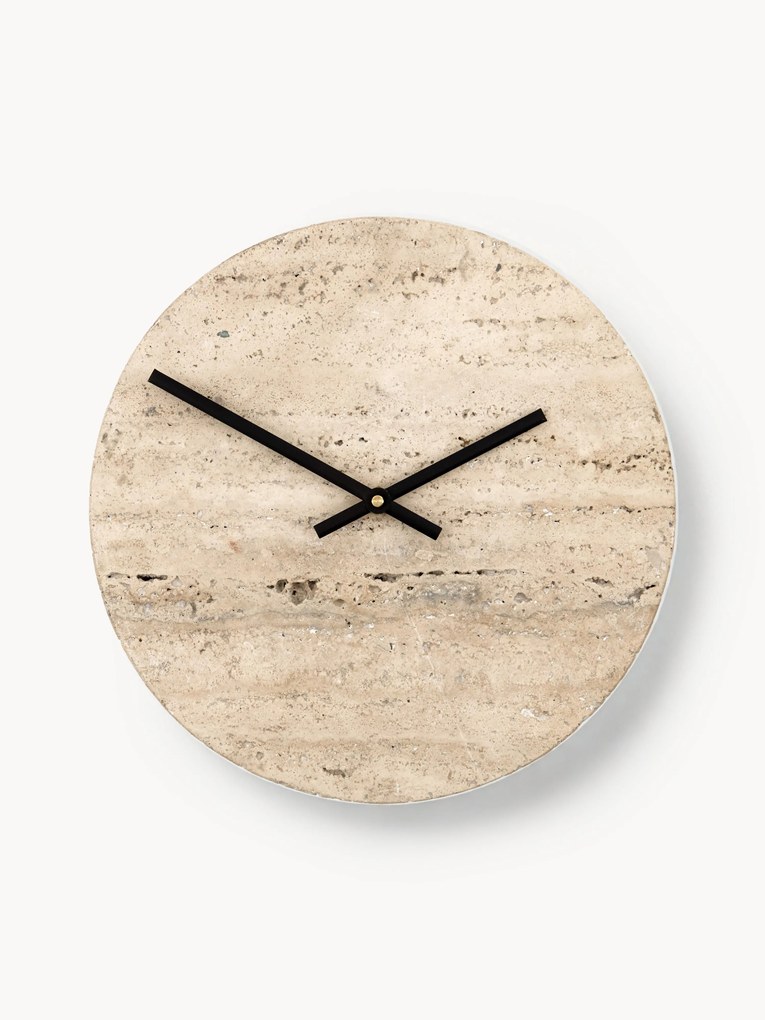 Handgemaakte klok Loko van travertijn