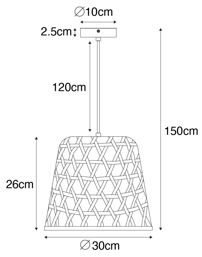 Oosterse hanglamp zwart met bamboe - RayanOosters E27 rond Binnenverlichting Lamp