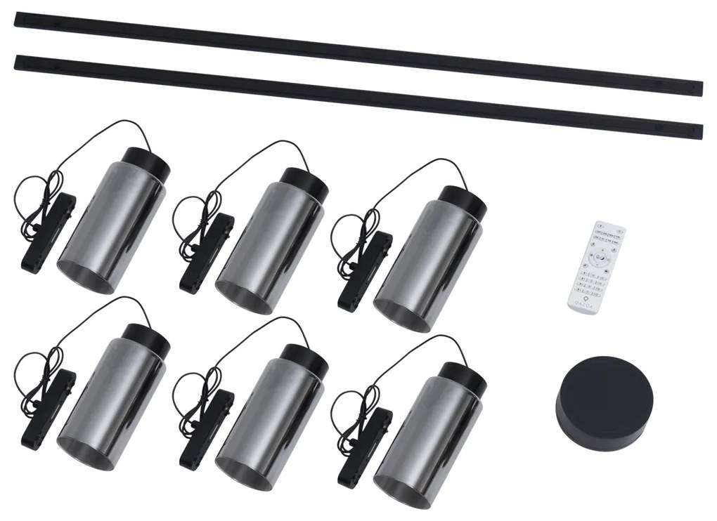 Modern railsysteem met 6 hanglampen zwart 1-fase - Magnetic Vance