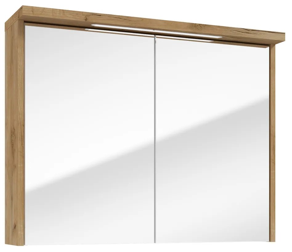 Fontana Grado spiegelkast met verlichting 80cm 2 deuren warm eiken
