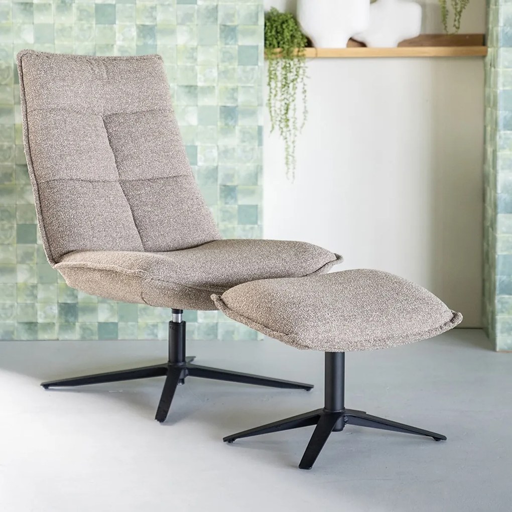 Eleonora Marcus Fauteuil Met Voetenbank Groen Boucle