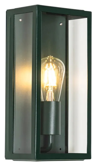 Industriële buiten wandlamp donker groen met glas IP44 - Rotterdam Industriele / Industrie / Industrial E27 IP44 Buitenverlichting