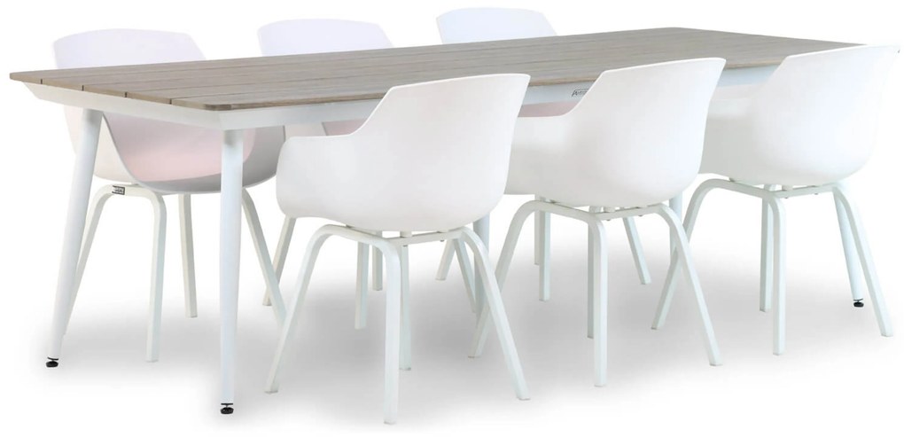 Tuinset 6 personen 240 cm Kunststof /Aluminium/polywood Wit Lifestyle Garden Furniture Salina/Yala