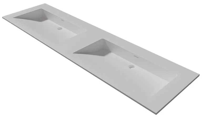 Lambini Designs Flora solid surface wastafel 160cm zonder kraangaten wit mat