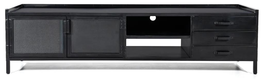 Eleonora Industrieel Industrieel Tv-meubel Zwart Metaal - 200x50x55cm.