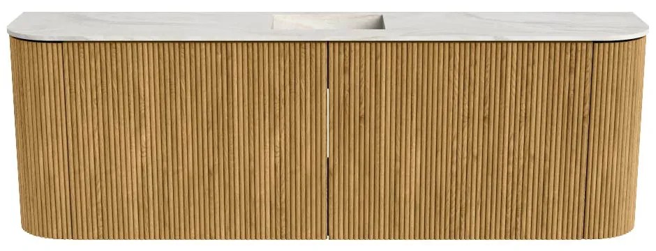 Mondiaz Joya DLux 125cm toiletmeubel ronding links/rechts oak met wastafel faye midden zonder kraangat ostra
