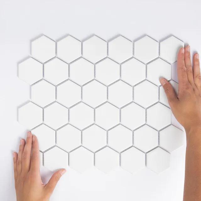 The Mosaic Factory Barcelona mozaïektegel - 28.2x32.1cm - wand en vloertegel - Zeshoek/Hexagon - Porselein White Mat AMH13010