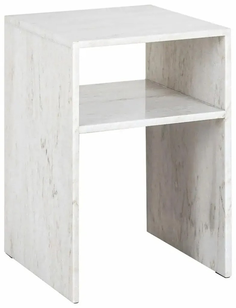 Richmond Interiors Moran Marmeren Nachtkastje Beige Wit - 35.5x35.5x51cm.
