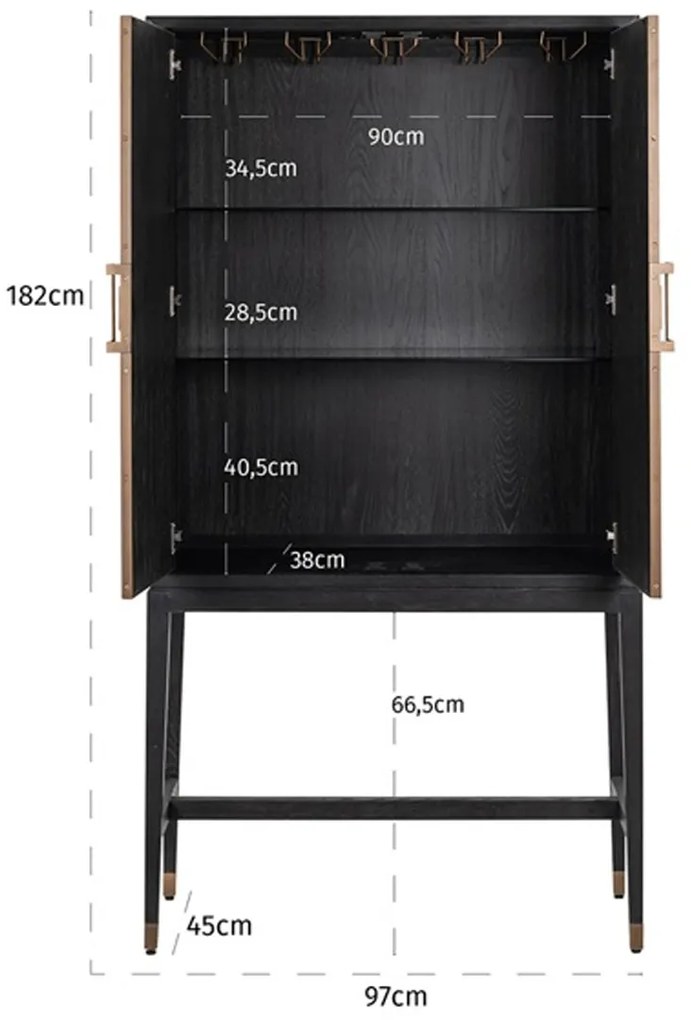 Richmond Interiors Bloomville Design Wandkast Leer - 97x45x182cm.