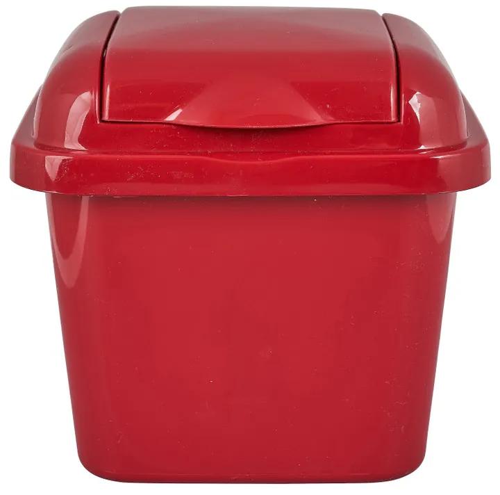 Mini afvalbakje - rood - 14x16x16 cm