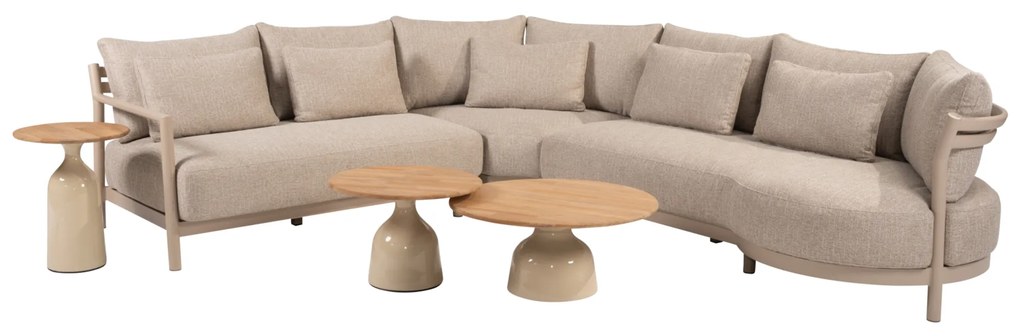 June Mykonos modulaire hoek loungeset 6 delige teak latte 4 Seasons Outdoor