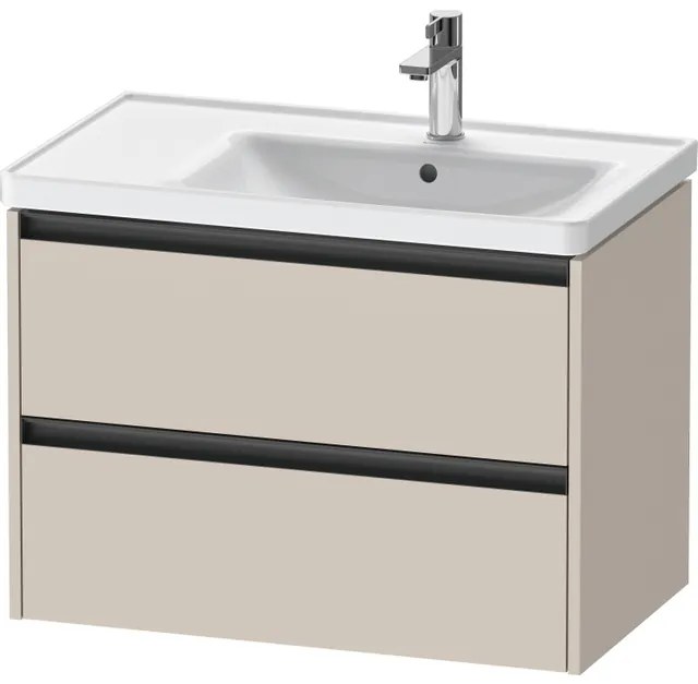 Duravit Ketho 2 wastafelonderbouwkast met 2 laden voor waskom rechts 78.4x45.5x54.9cm met grepen antraciet taupe mat K25286091910000