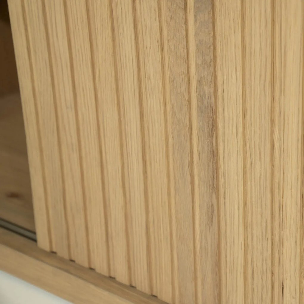 Eleonora Milo Eiken Tv-meubel Met Schuifdeuren 240 Cm Naturel - 240x42x43cm.