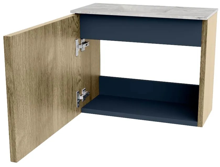 Mondiaz Joya DLux 50cm toiletmeubel dusk met wastafel faye links zonder kraangat glace