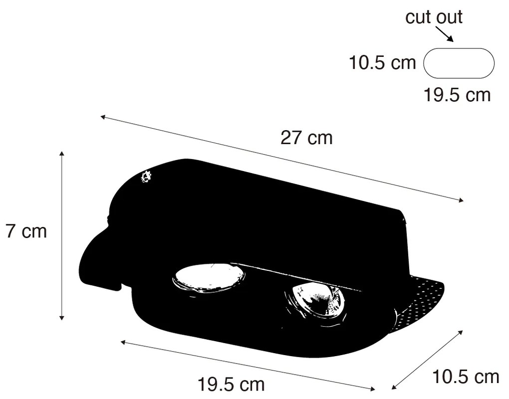Set van 6 Afgeronde inbouwspot wit GU10 50mm 2-lichts - Hubs