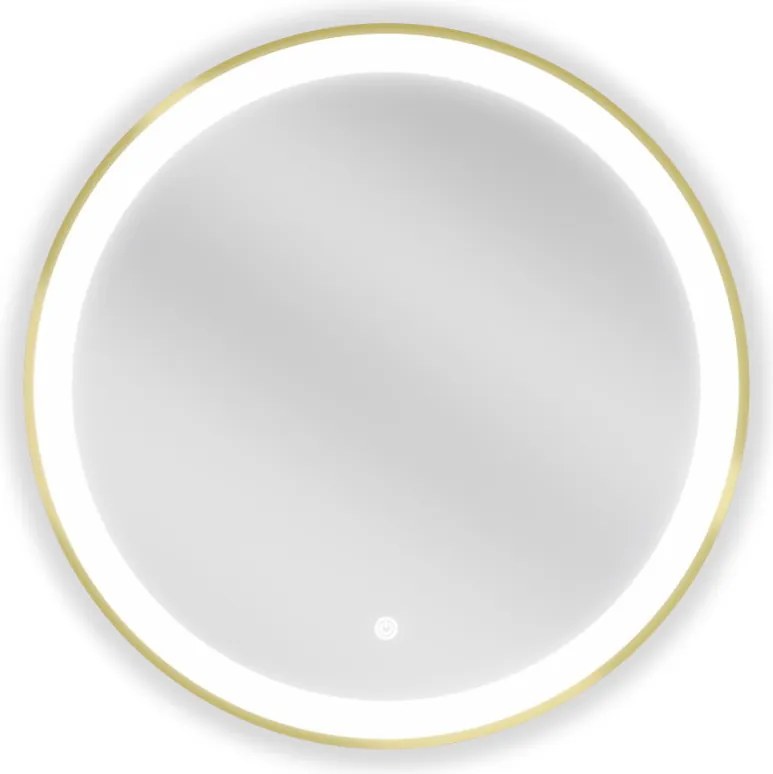 Mexen Esso verlichte badkamerspiegel, rond 60 cm, LED 6000K, antidamp, gouden frame - 9825-060-060-611-50