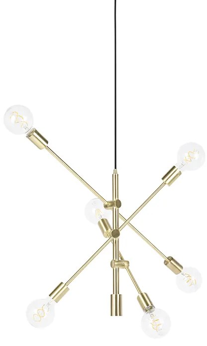 Art Deco hanglamp messing 6-lichts - Sydney
