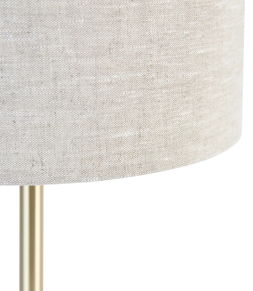 Klassieke tafellamp messing met kap lichtgrijs 35 cm - Simplo Design E27 rond Binnenverlichting Lamp