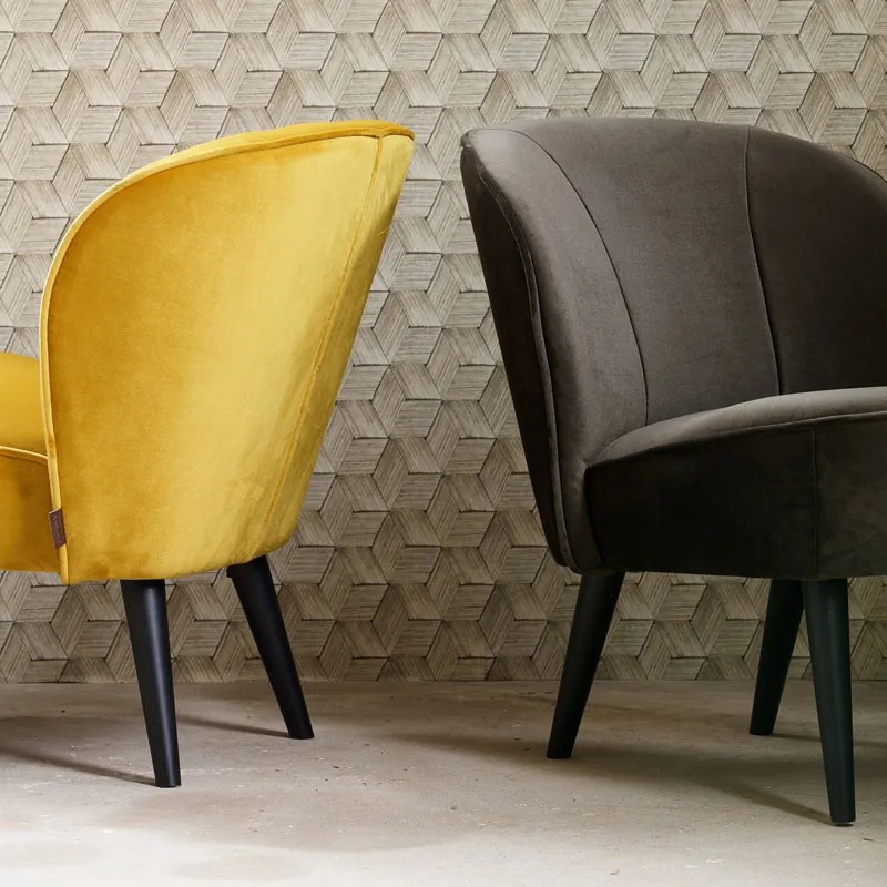 Woood Sara Okergele Fauteuil Fluweel