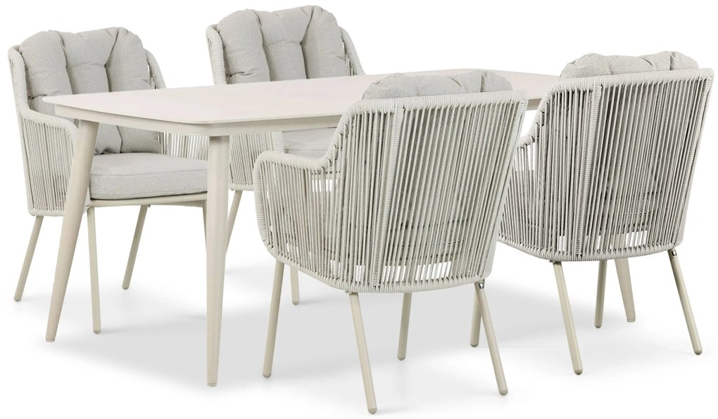 Tuinset 4 personen 180 cm Aluminium/rope Taupe Santika Furniture Santika