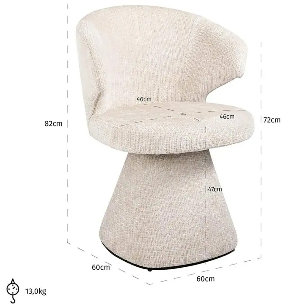 Richmond Interiors Gatsbi Design Stoel Met Stoffen Poot Beige Chenille