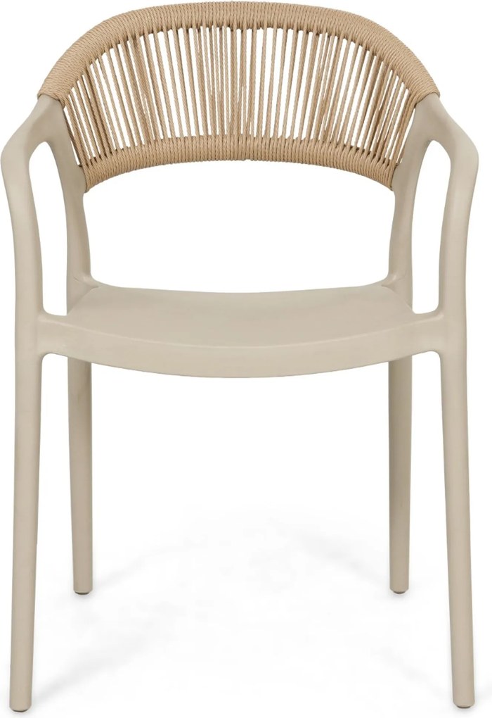 Tuinset Ronde Tuintafel 4 personen 125 cm Kunststof Taupe  Domani Furniture Toscano/Ancona