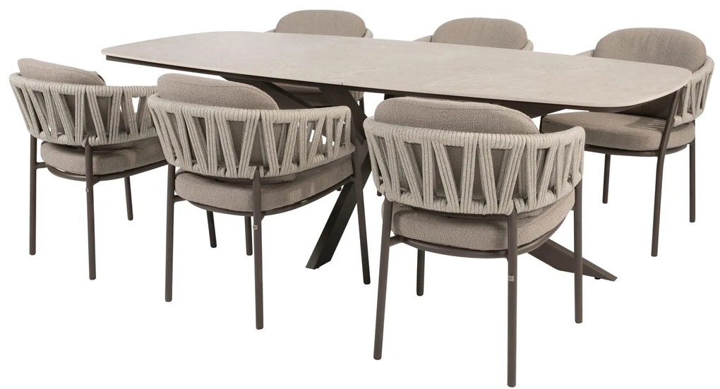 Taste by 4 Seasons Calma tuinset terre met Prado tafel 240 cm Tuinstoel   bruin weerbestendig