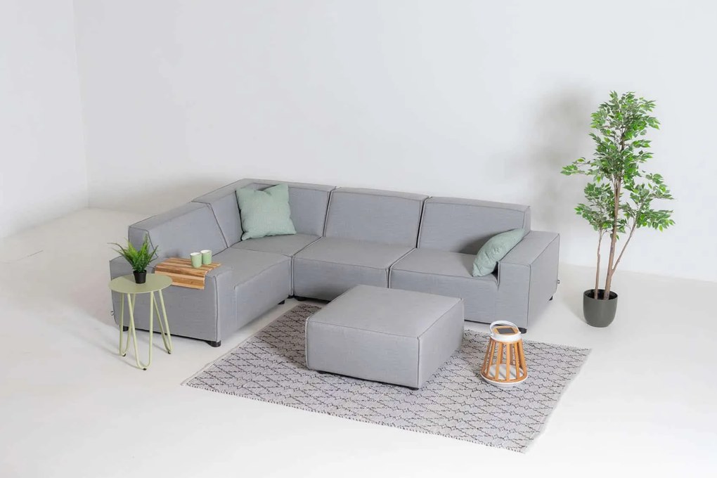 Flow. Cube M hoekbank lead chiné All Weather loungeset Lichtgrijs Sunbrella loungeset LoungesetHoek loungeset outdoor textiel - weerbestendig