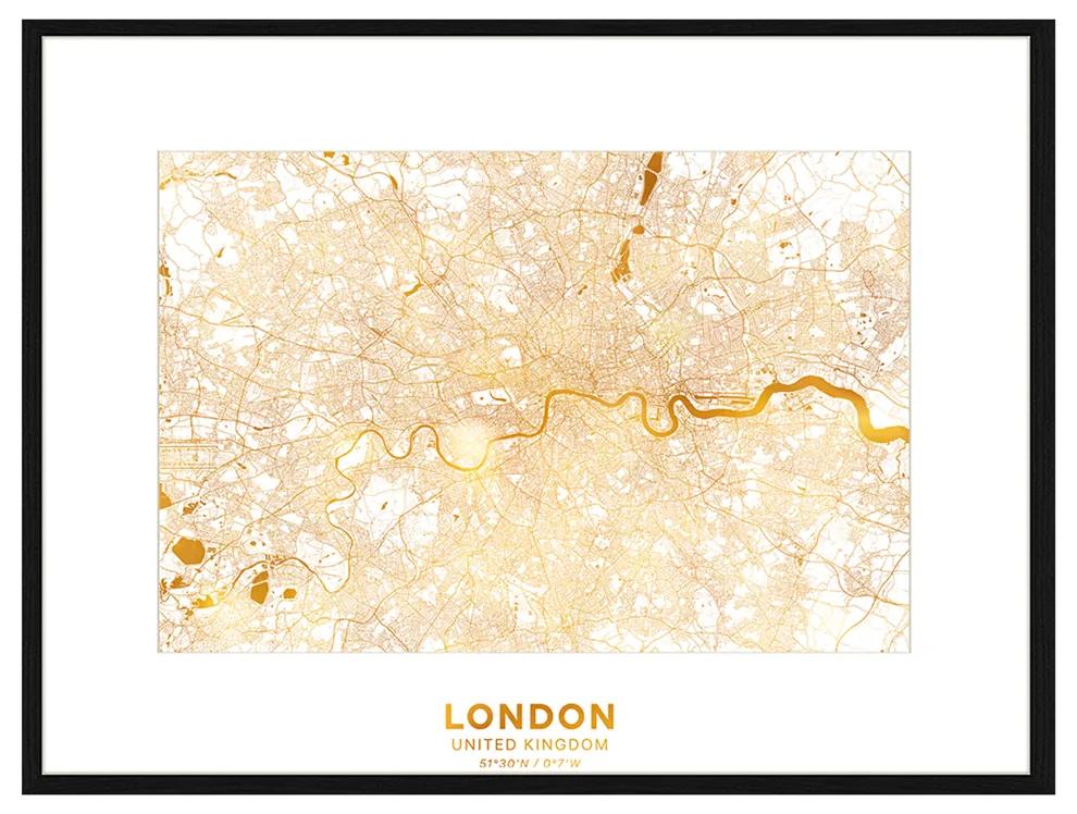 Rivièra Maison - Wall Art Golden Map of London 80x60 - Kleur: goud