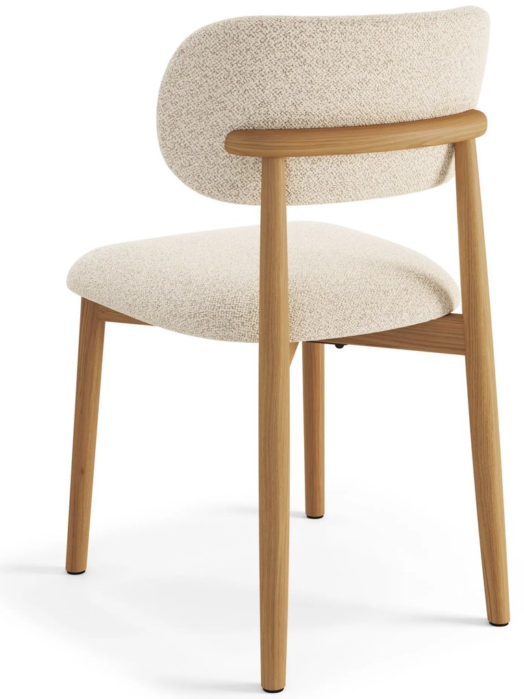 AVLO Crème (stof Monza 90)/gelakt eiken frame – HOUTEN BOUCLÉSTOEL VOOR WOONKAMER, EETKAMER, KEUKEN RETRO