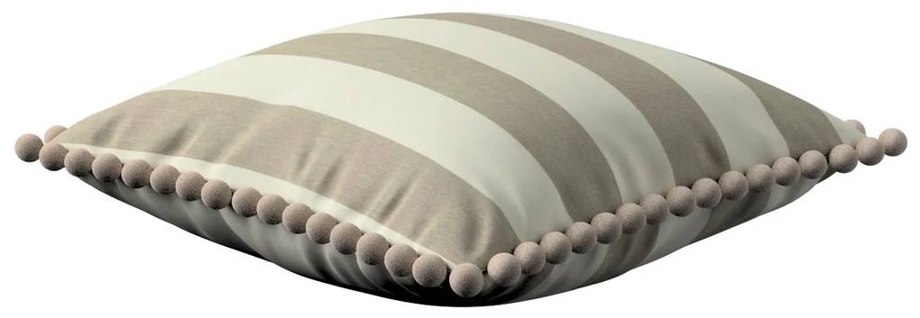 Dekoria Kussenhoes Wera met pompons, beige-wit 45 x 45 cm