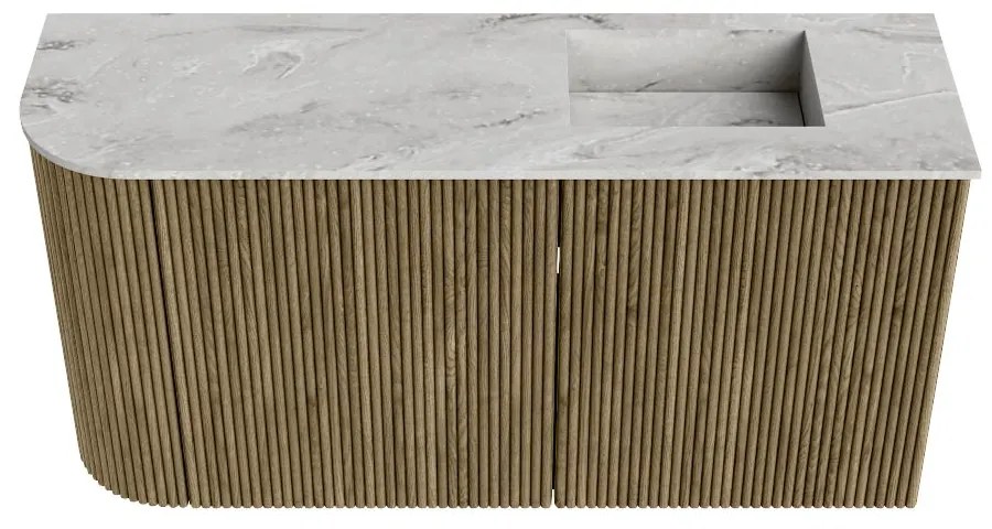 Mondiaz Joya DLux 80cm toiletmeubel ronding links dusk met wastafel faye rechts zonder kraangat glace